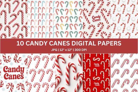 10 Candy Cane Digital Papers: Infuse Holiday Cheer into Creative Projects