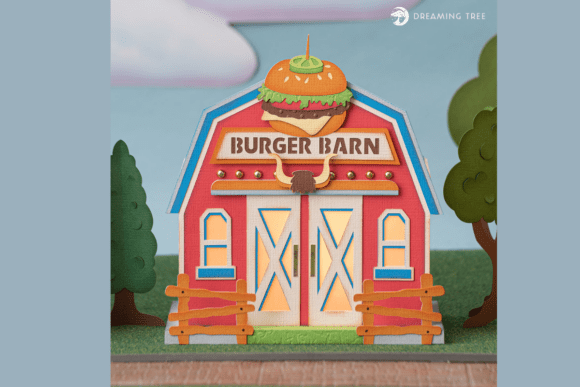 Burger Barn SVG: A Playful 3D Paper Craft for Any Space