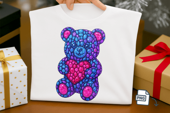 Faux Rhinestone Blue Bear PNG