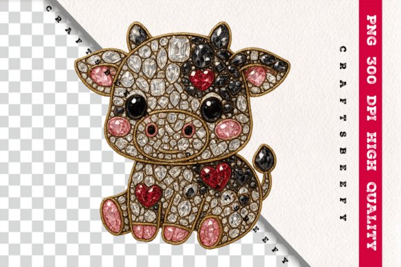 Faux Rhinestone Cow PNG – A Sparkling Fusion of Farmhouse Charm and Luxury Bling