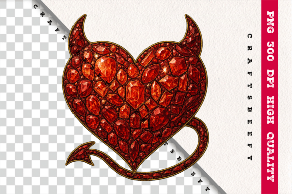 Faux Rhinestone Devil Heart PNG: A Bold Design for Edgy Creatives