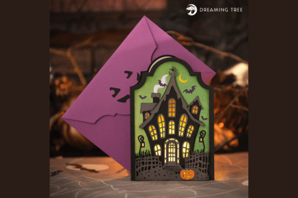 Haunted House Card SVG for Spooky Crafting