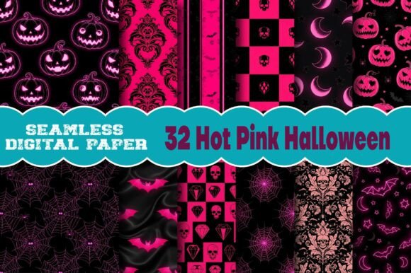 Hot Pink Halloween Digital Paper