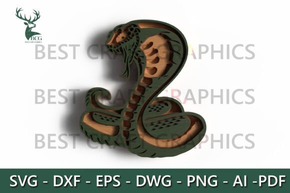 Layered Cobra Snake SVG File – A Bold Design for Laser Cutting Enthusiasts