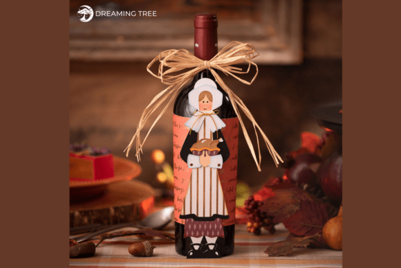 Pilgrim Girl Wine Bottle Wrapper SVG: A Festive Crafting Essential