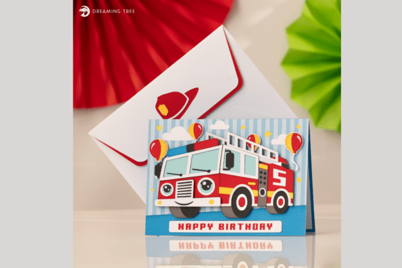 Rev Up the Fun with the Fire Truck Birthday Card SVG