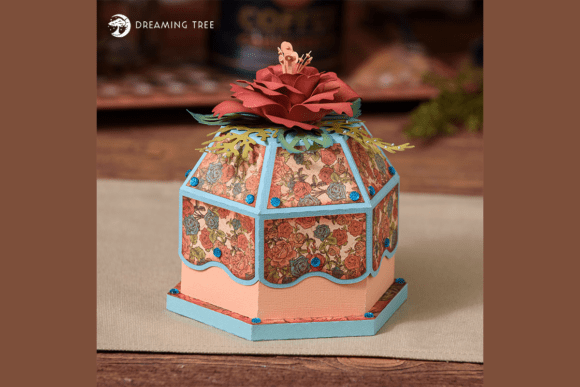 Rosey Gift Box SVG: Elegant 3D Floral Paper Craft