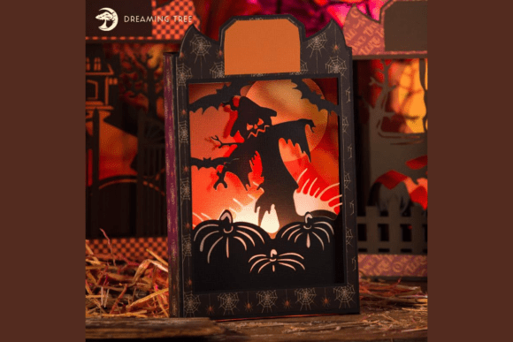 Scarecrow Halloween Paperscape Box Card SVG