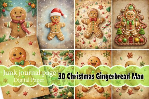Unleash Your Creativity with the Christmas Gingerbread Man Junk Journal Graphic Set